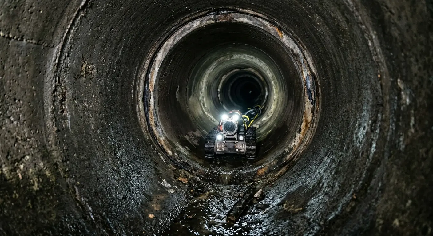 Robotic sewer camera inspecting pipe interior for Sewer Line Repair in Shasta Lake